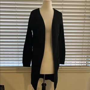Black Open Front Cardigan Sweater
